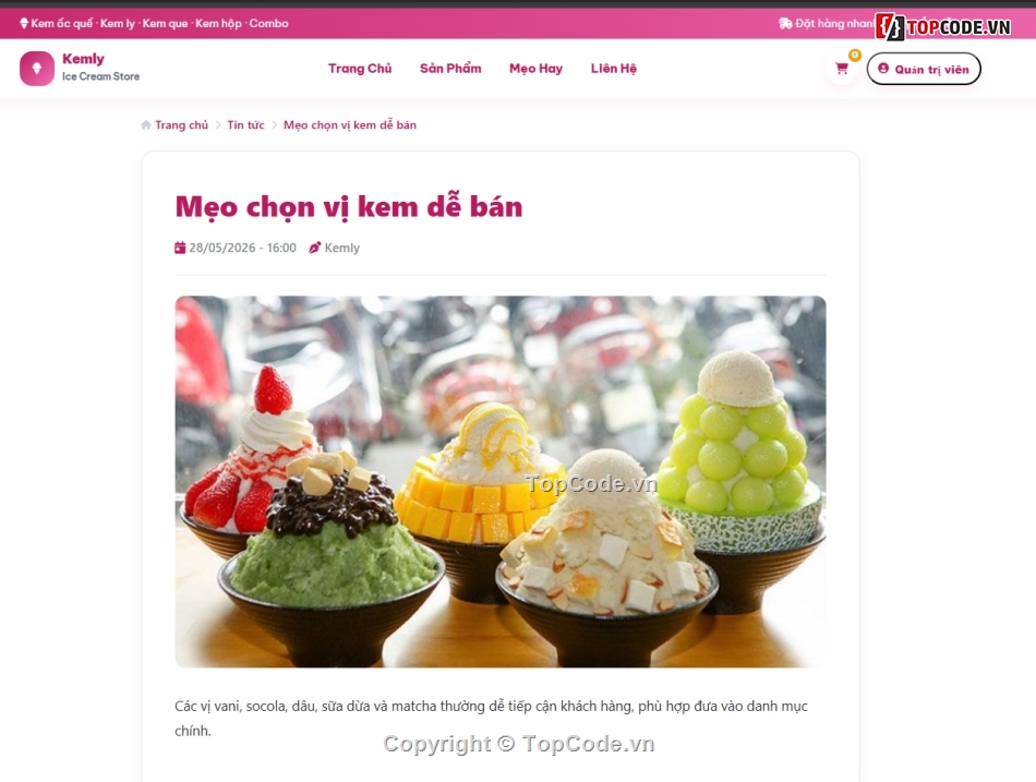 Web bán bánh kem,bán kem,website bán kem